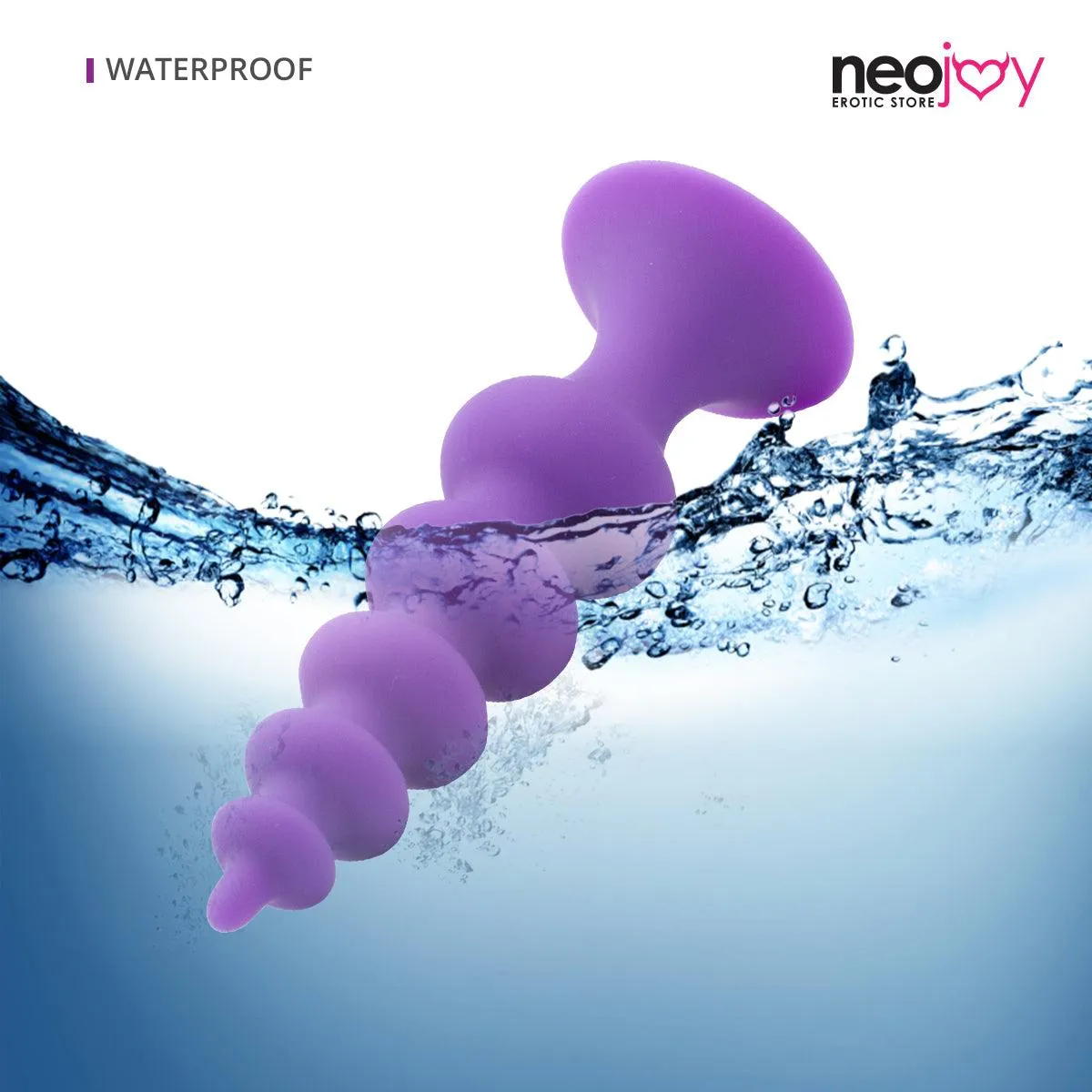 Neojoy Beaded Anal Prober Silicone Purple With Suction Cup Base
