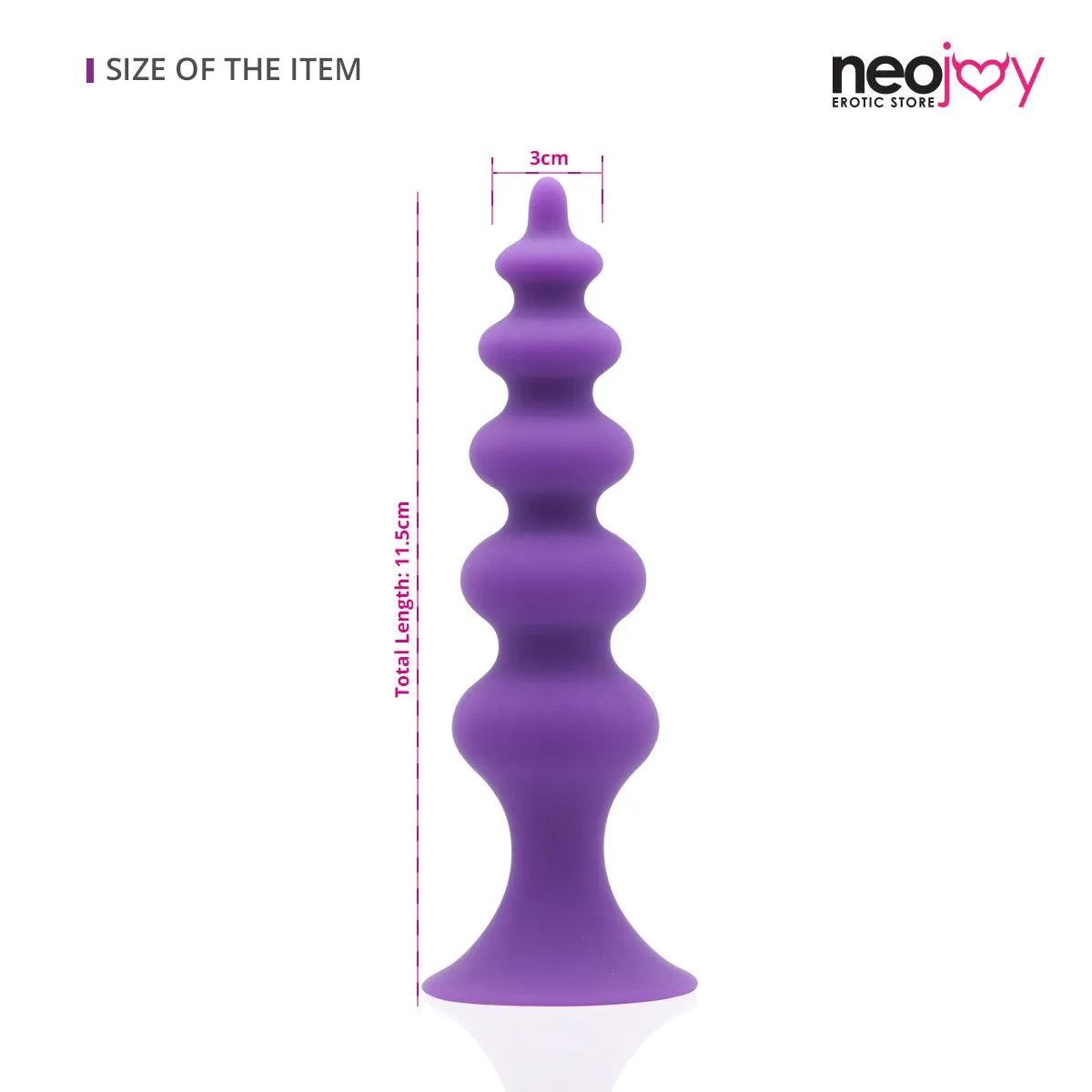Neojoy Beaded Anal Prober Silicone Purple With Suction Cup Base