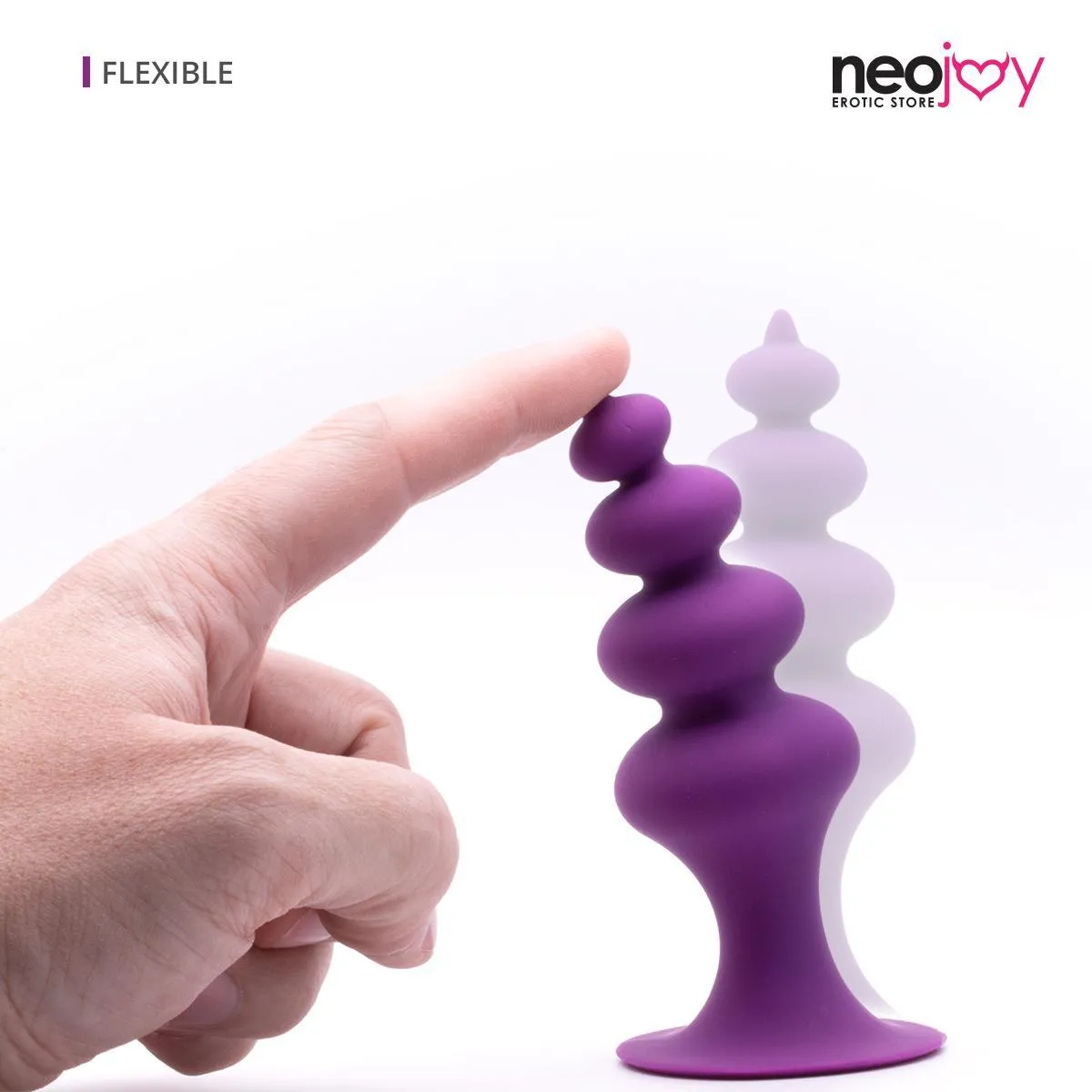 Neojoy Beaded Anal Prober Silicone Purple With Suction Cup Base