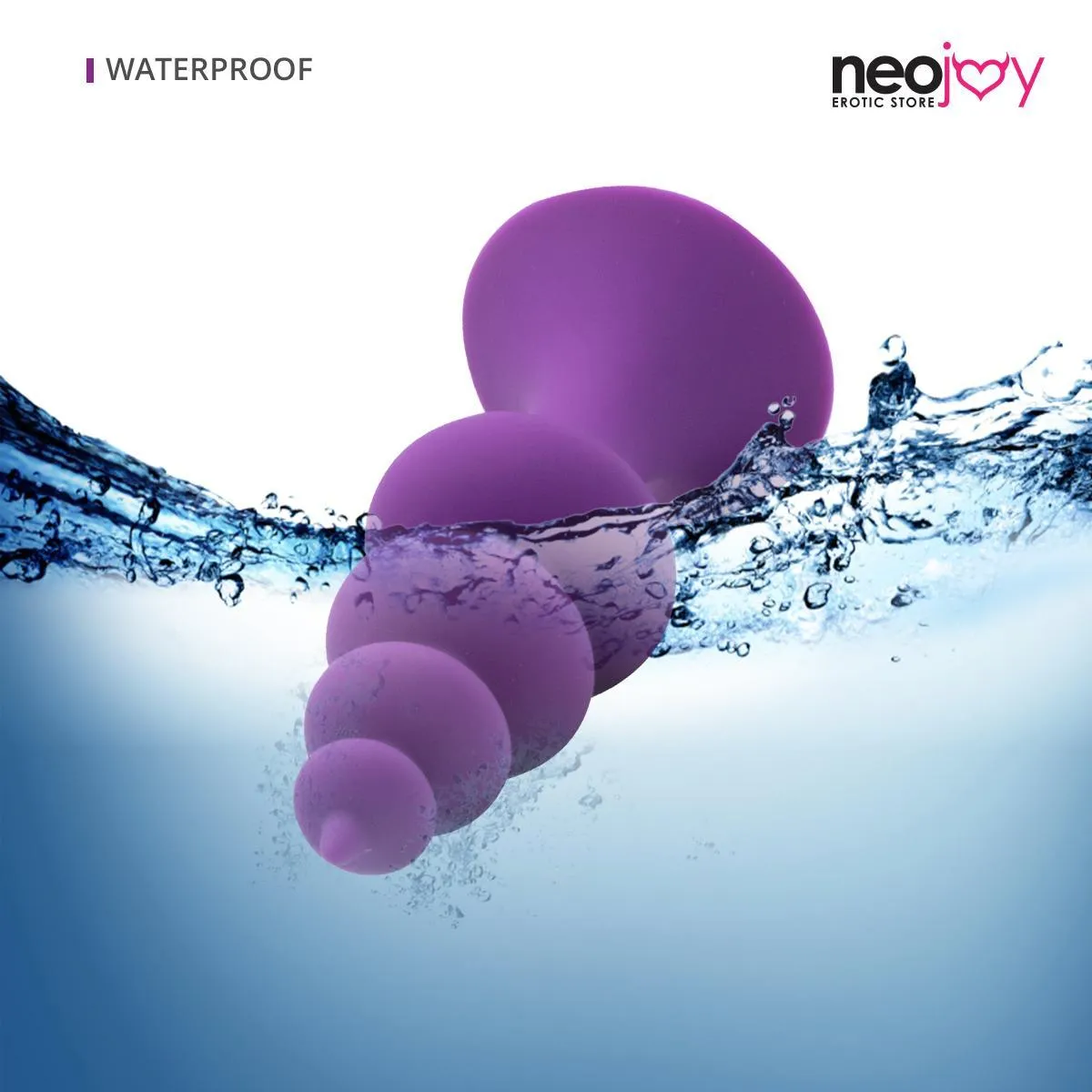Neojoy Beaded Anal Prober Silicone Purple With Suction Cup Base