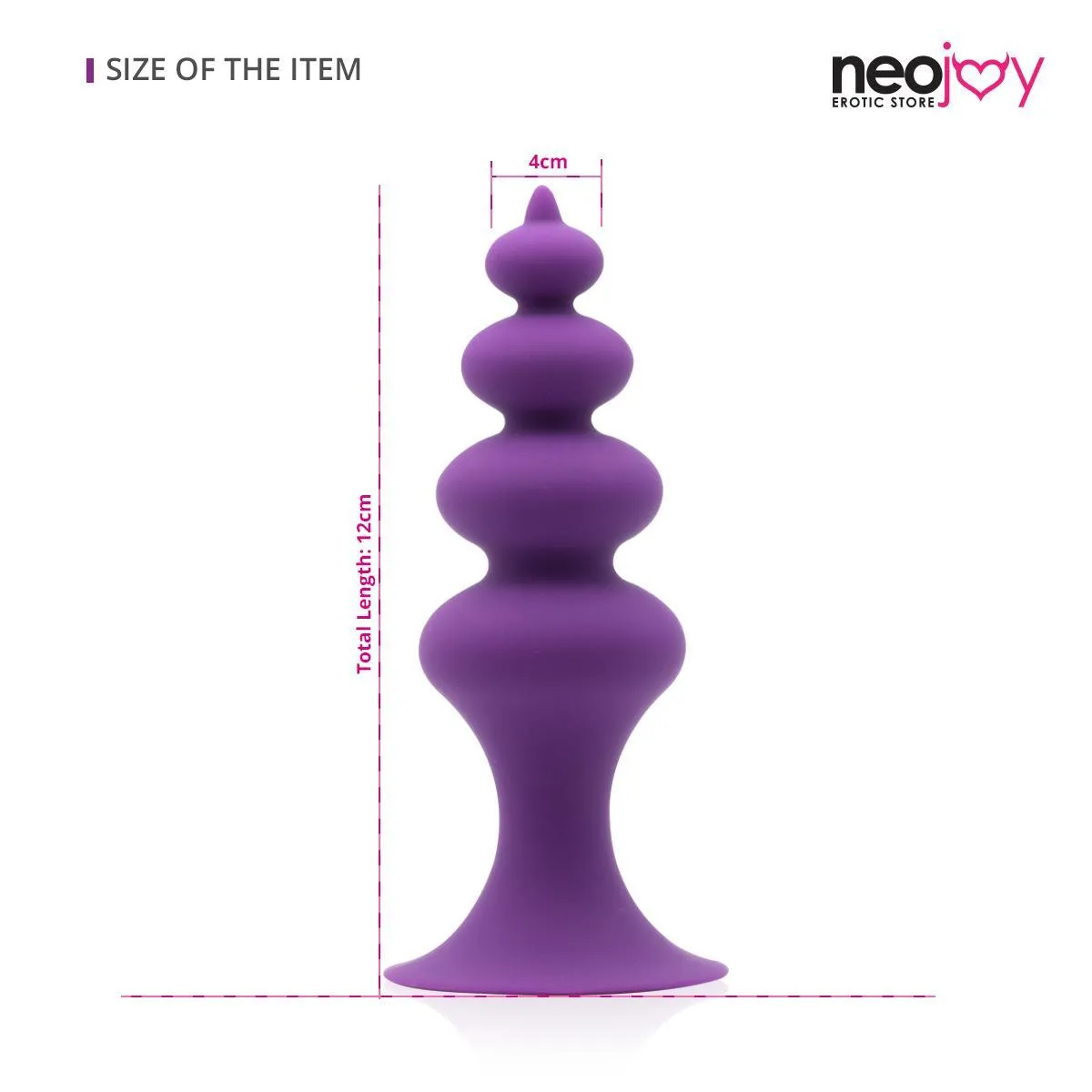 Neojoy Beaded Anal Prober Silicone Purple With Suction Cup Base