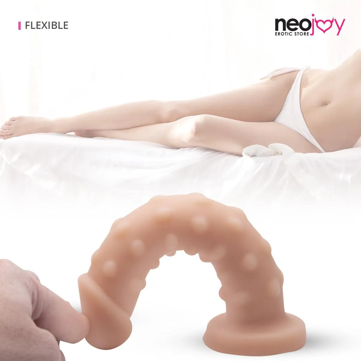 Neojoy Dotted Dildo with Suction Cup-Silicone- G-Spot- 19.8cm-Flesh