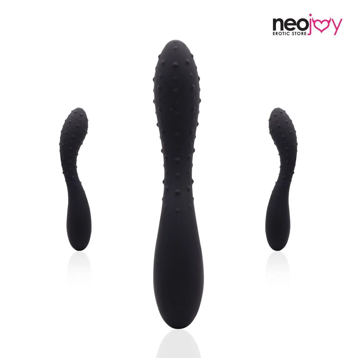 Neojoy - Silicon Dotted Double Ended Anal Dildo - Black - 19cm - 7.5 inch