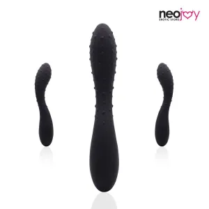 Neojoy - Silicon Dotted Double Ended Anal Dildo - Black - 19cm - 7.5 inch