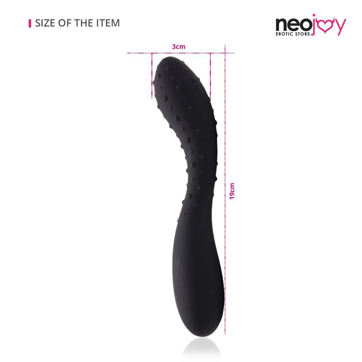 Neojoy - Silicon Dotted Double Ended Anal Dildo - Black - 19cm - 7.5 inch