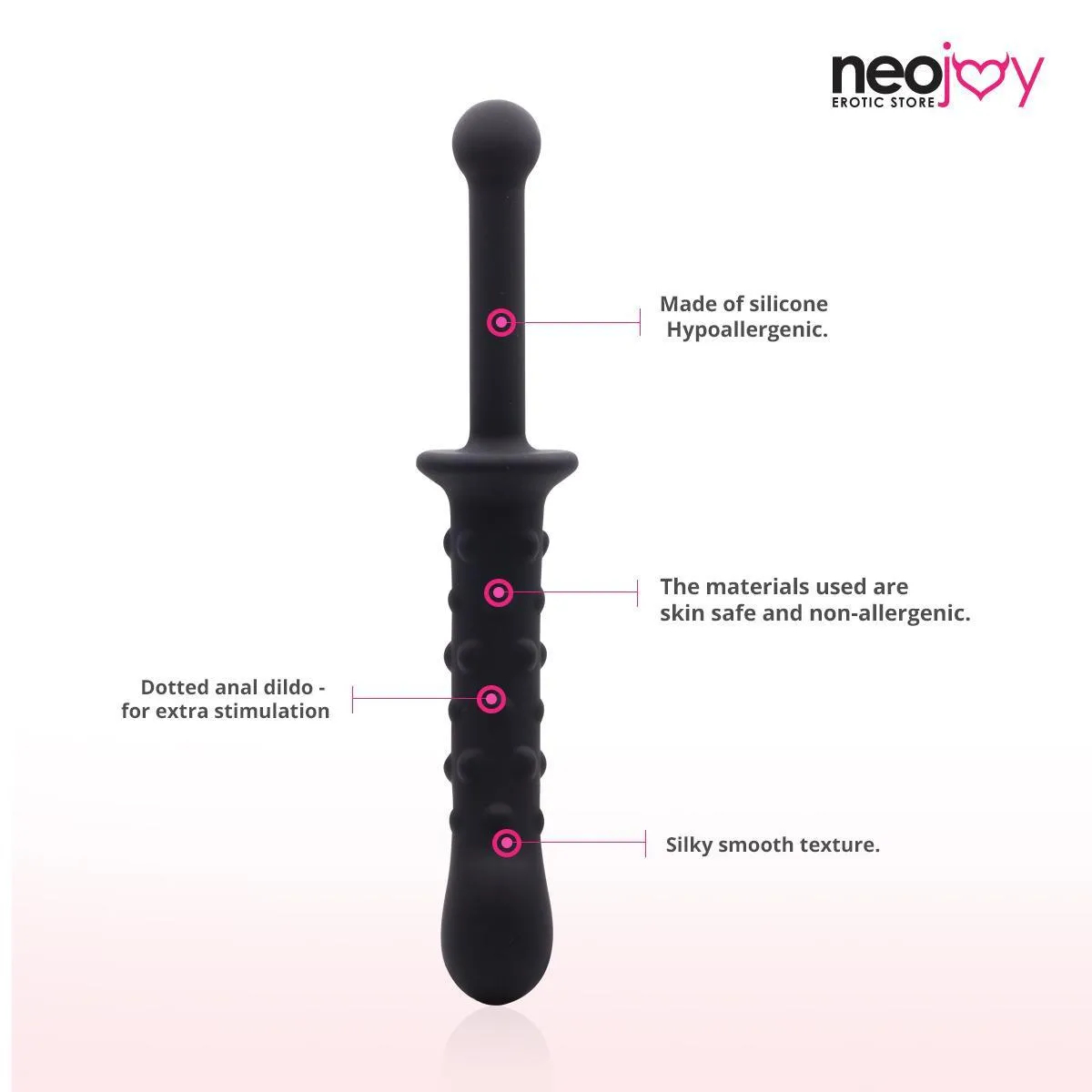 Neojoy - Silicone Anal Dildo - Black - 24cm - 9.4 inch