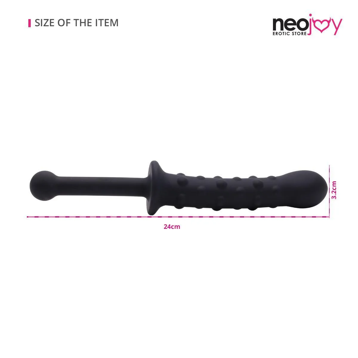 Neojoy - Silicone Anal Dildo - Black - 24cm - 9.4 inch