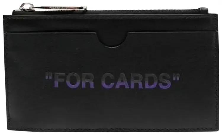 Off-White Quote Zipped Card Case Black