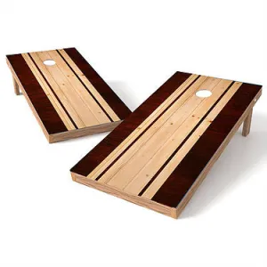 Official Size 2x4 Mahogany Natural Stripe Cornhole Game