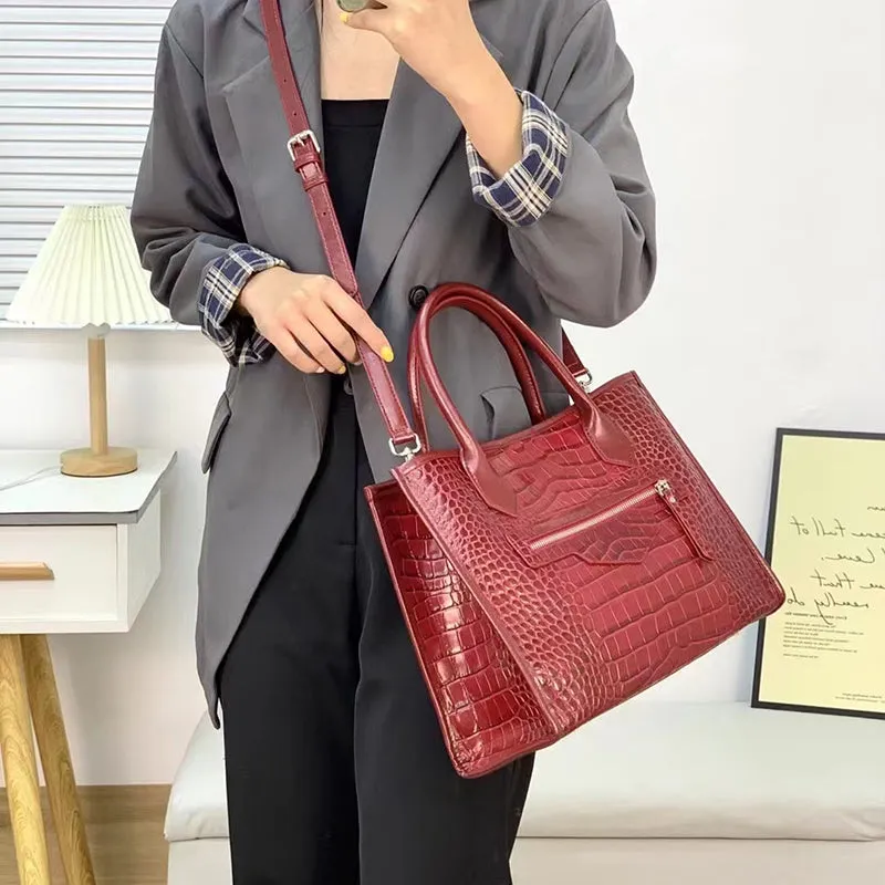 Olga Crocodile Pattern Top Handle Tote