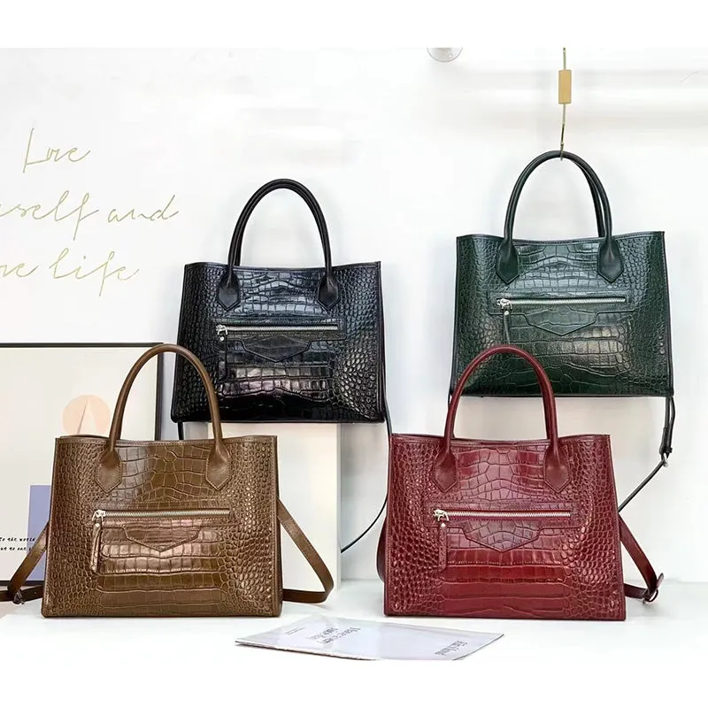 Olga Crocodile Pattern Top Handle Tote