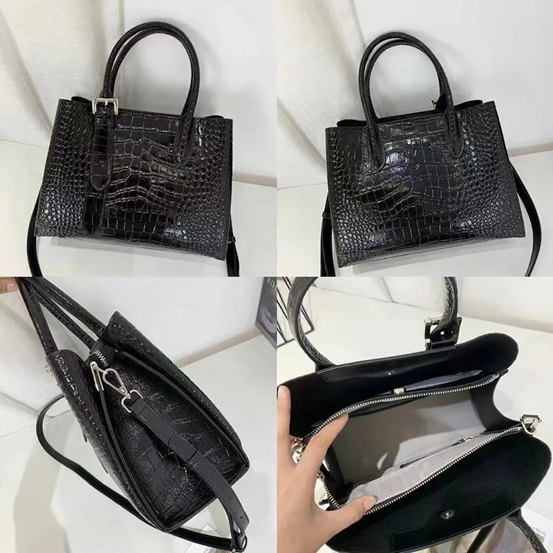 Olga Crocodile Pattern Top Handle Tote