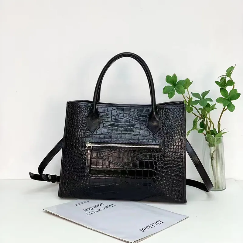 Olga Crocodile Pattern Top Handle Tote