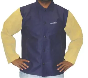 ORS Nasco Leather/FR Sateen Combo Jacket, 2X-Large, Blue/Tan, 1201-2XL