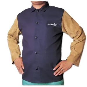 ORS Nasco Leather/FR Sateen Combo Jacket, X-Large, Blue/Tan, 1201-XL