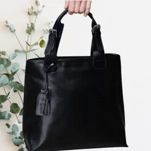 P. Sherrod™ Joan C Leather Classic Tote - Black