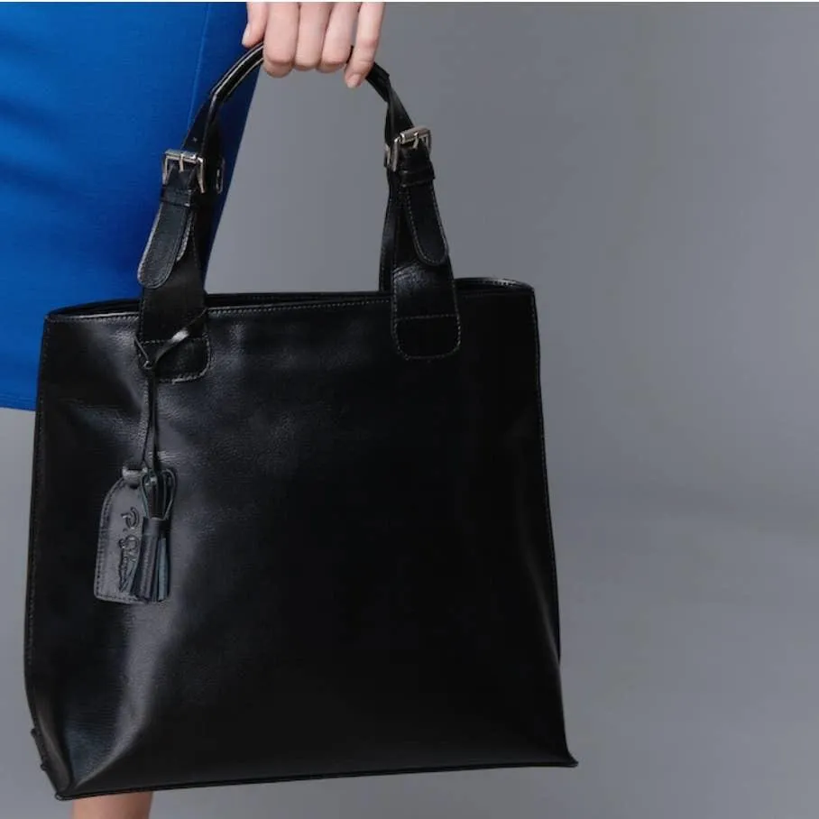 P. Sherrod™ Joan C Leather Classic Tote - Black
