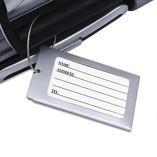 Pack Of 2 Luggage Tags, Aluminum Metal Travel Id Tag Business Card Holder Name Address Identifier