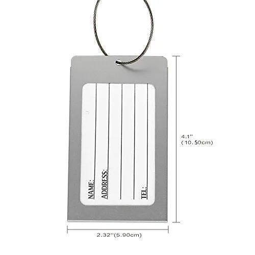 Pack Of 2 Luggage Tags, Aluminum Metal Travel Id Tag Business Card Holder Name Address Identifier
