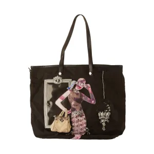 Prada Black Nylon Embellished Shoulder Bag