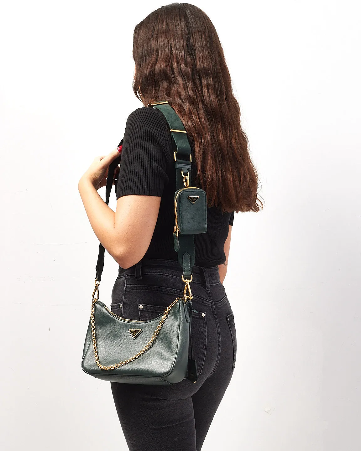 Prada Green Saffiano Leather Re-Edition 2005 Bag