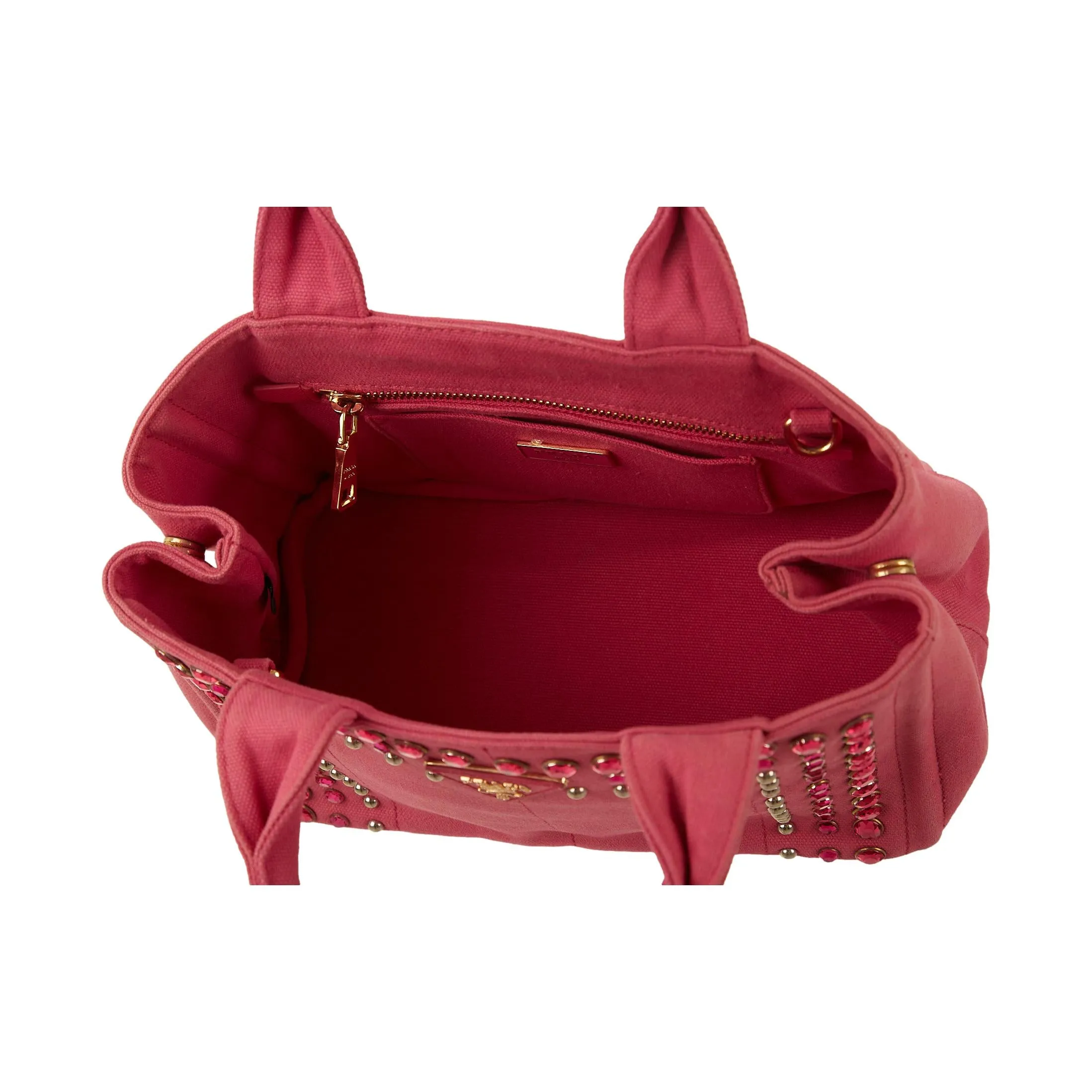 Prada Pink Jeweled Canapa Tote