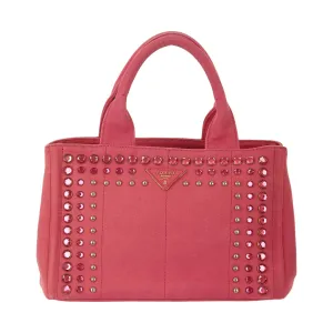 Prada Pink Jeweled Canapa Tote