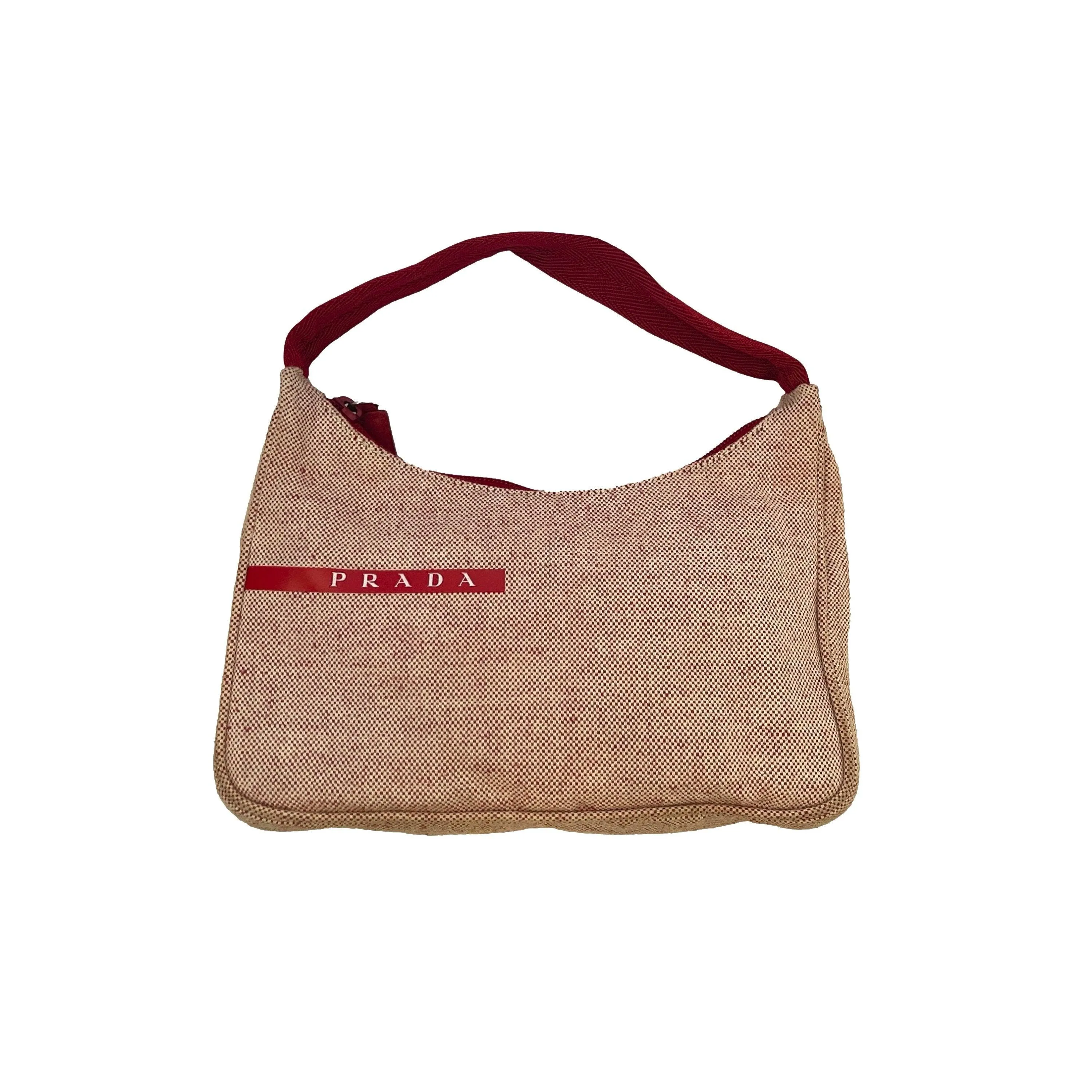 Prada Red Canvas Shoulder Bag