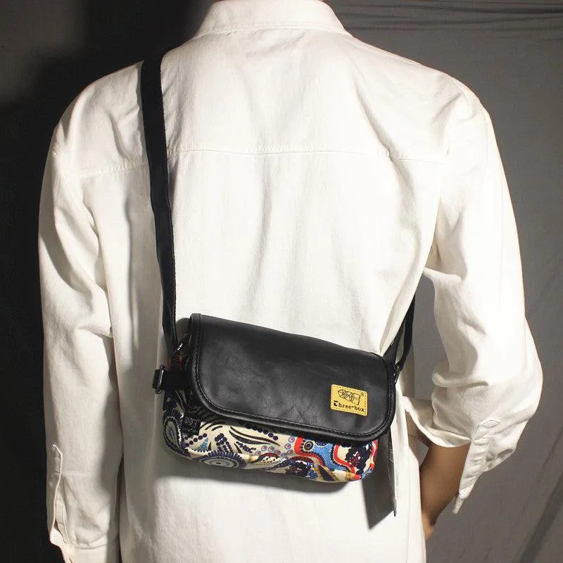 Printed Canvas Crossbody Bag