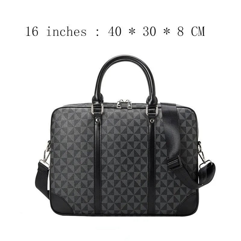 Printed Leather Business Briefcase Men/Women Wheel Bag 14/16 Inches Laptop Shoulder Bag Crossbody Computer Handbag