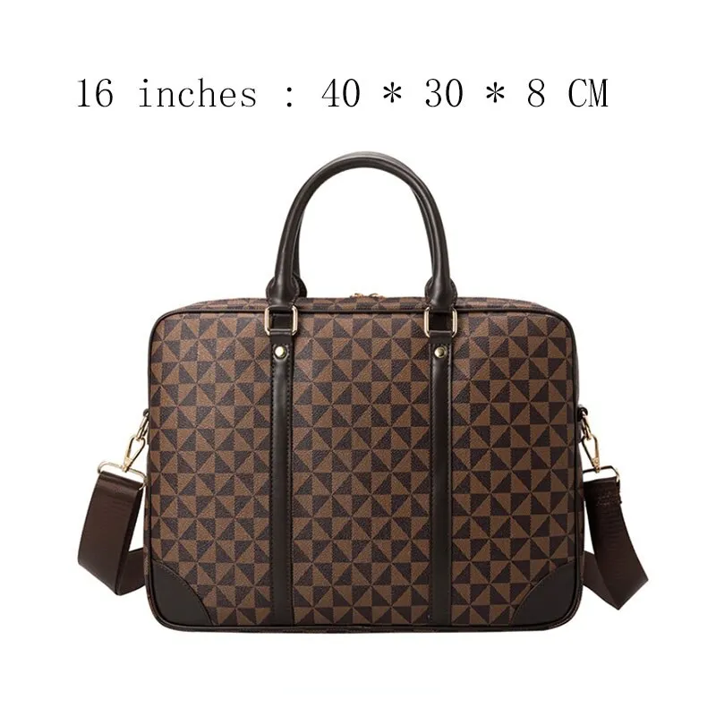 Printed Leather Business Briefcase Men/Women Wheel Bag 14/16 Inches Laptop Shoulder Bag Crossbody Computer Handbag
