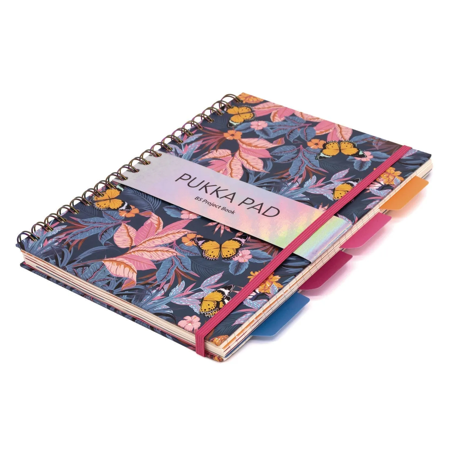 PUKKA PAD® B5 Size Project Book, 4-Subject, Medium/College Rule, Assorted Blum Floral Covers, (100) 9.8 x 6.9 Sheets, 3/Pack