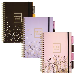 PUKKA PAD® B5 Size Project Book, 4-Subject, Medium/College Rule, Assorted Floral Covers, (100) 9.8 x 6.9 Sheets, 3/Pack
