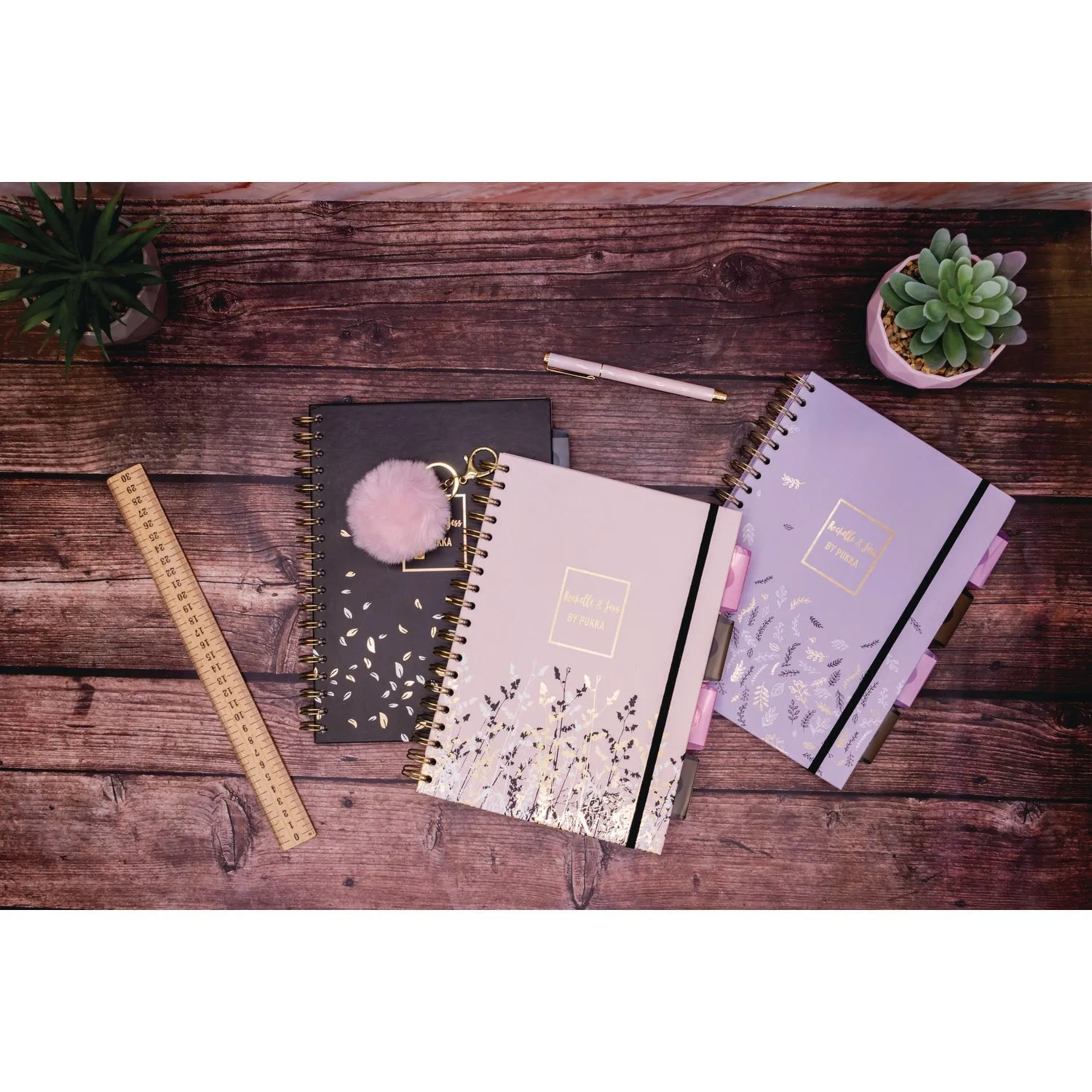 PUKKA PAD® B5 Size Project Book, 4-Subject, Medium/College Rule, Assorted Floral Covers, (100) 9.8 x 6.9 Sheets, 3/Pack