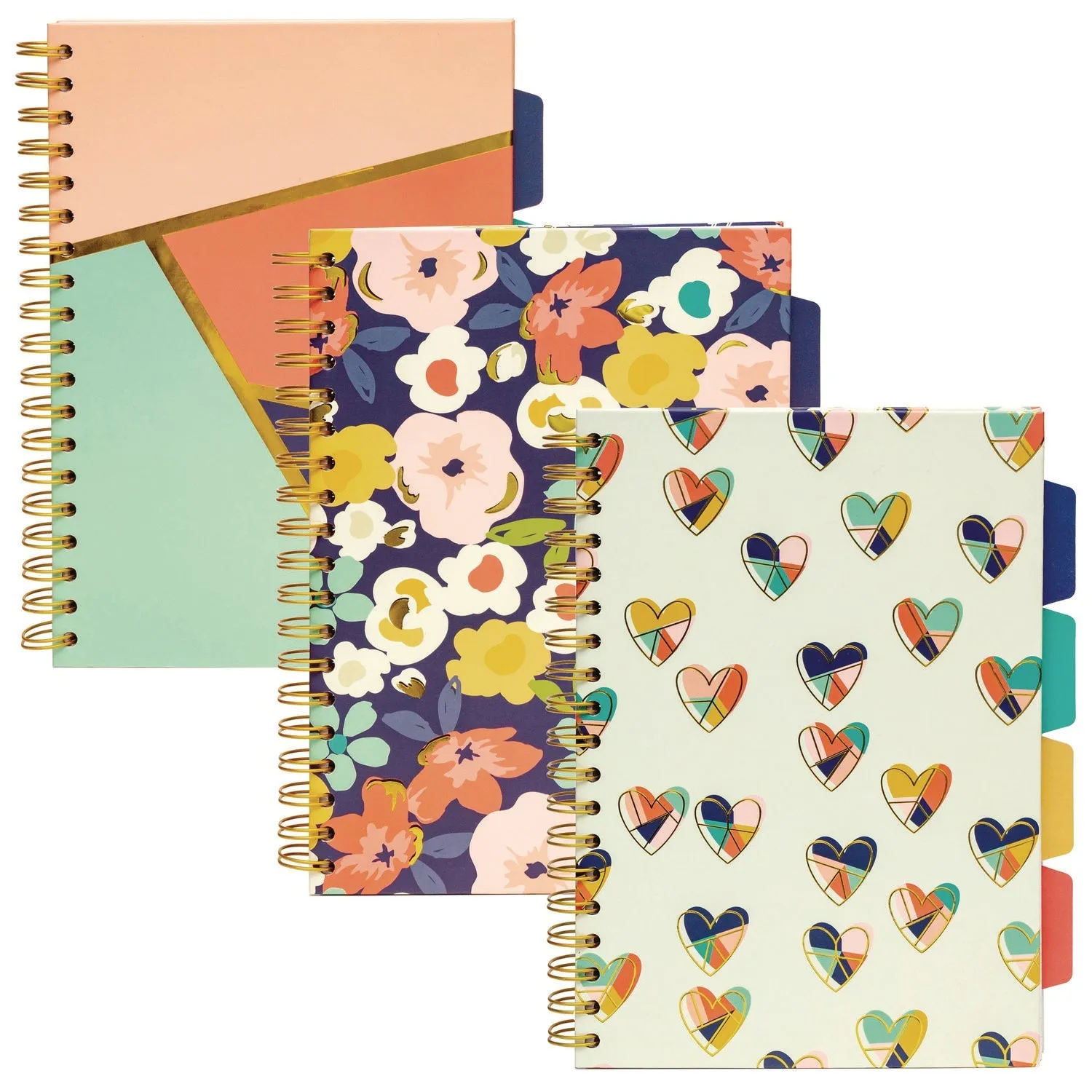 PUKKA PAD® B5 Size Project Book, 5-Subject, Medium/College Rule, Assorted Floral Love Covers, (100) 9.8 x 6.9 Sheets, 3/Pack