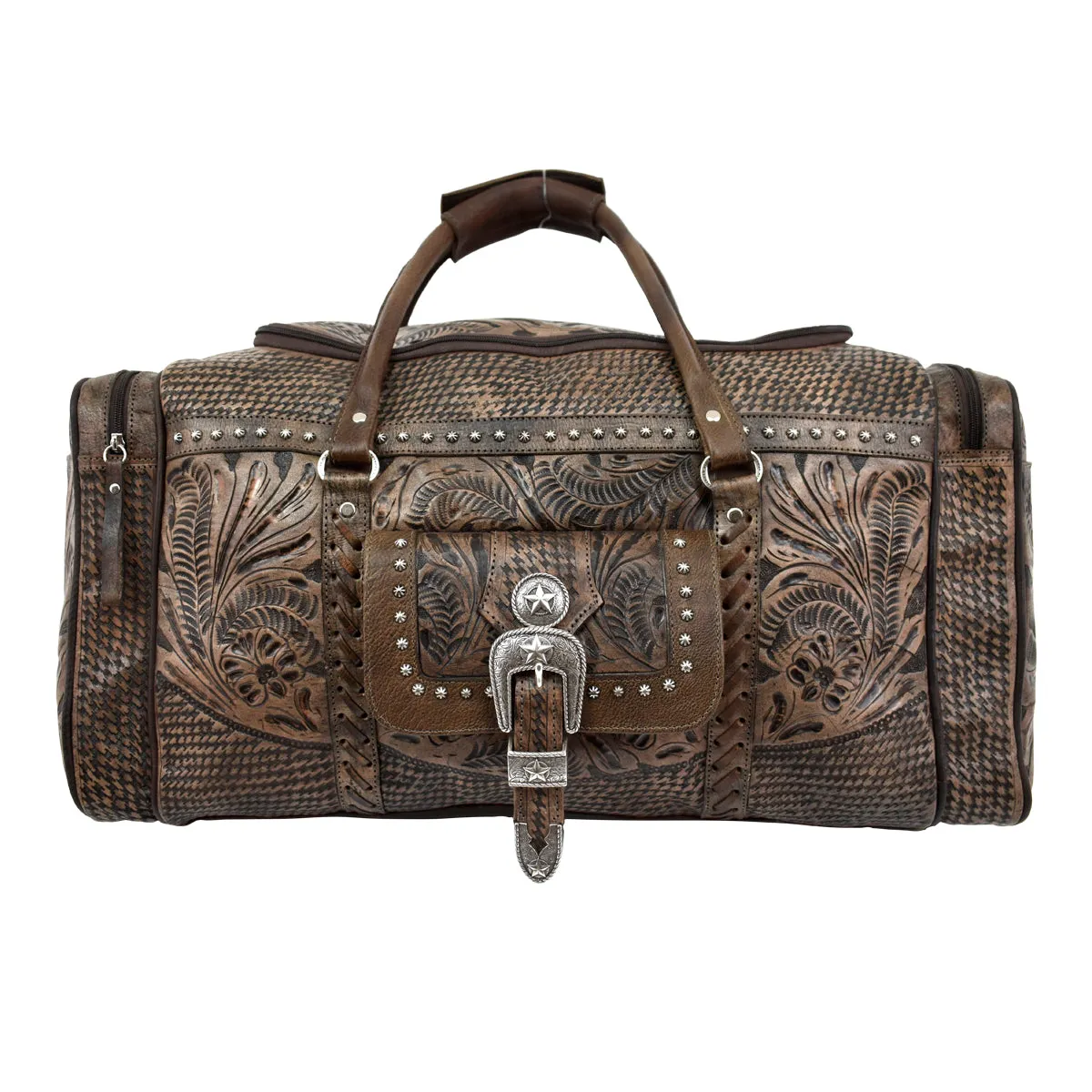 Retro Romance Zip Around Rodeo Bag With Front Pouch And Side Zipper Pockets