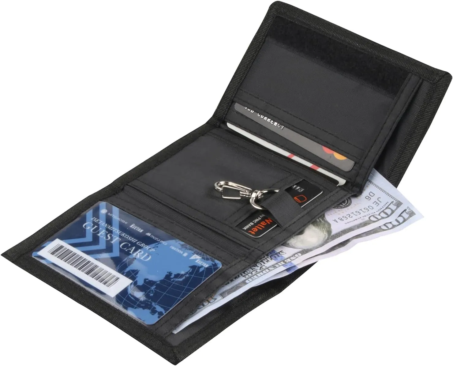 RFID Blocking Canvas Trifold Wallet with Magic Sticker for Adults And Kids