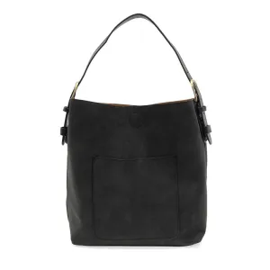 Rich Faux Suede Hobo Handbag in Black