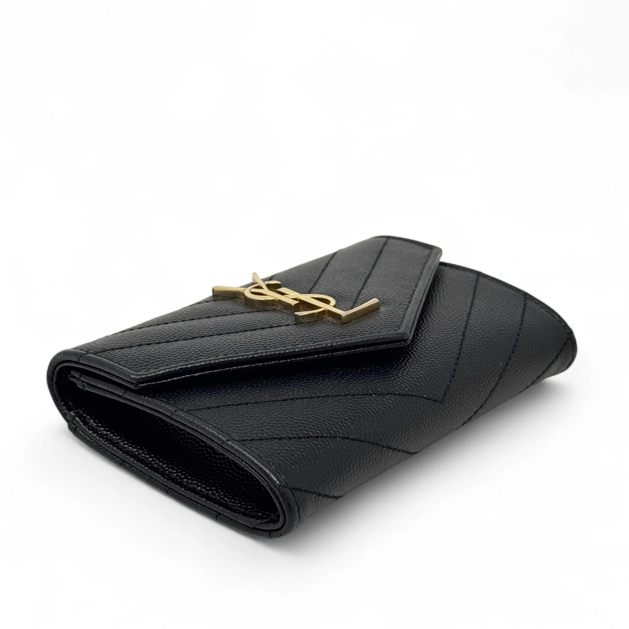 Saint Laurent Black Small Cassandre Envelope Wallet