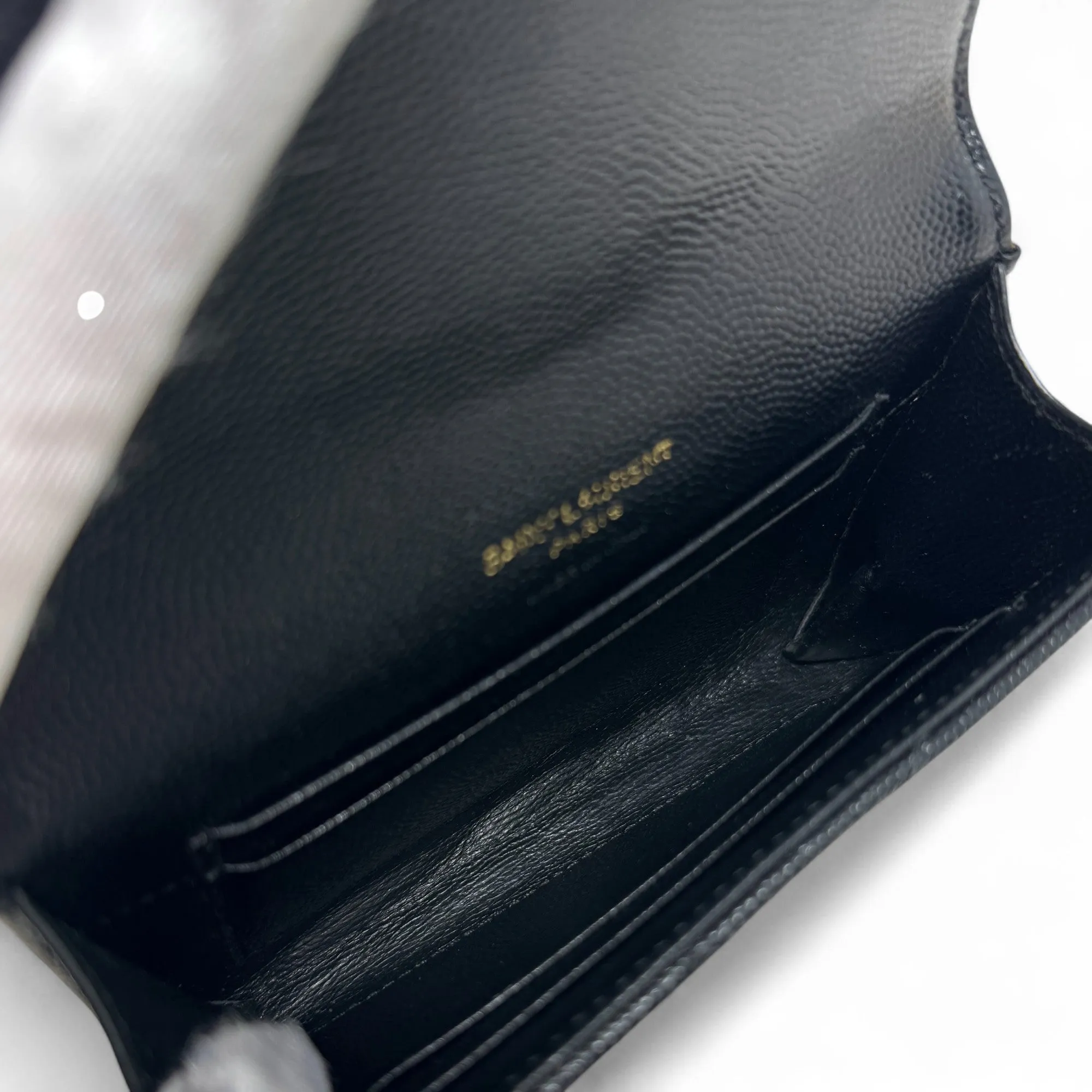Saint Laurent Black Small Cassandre Envelope Wallet