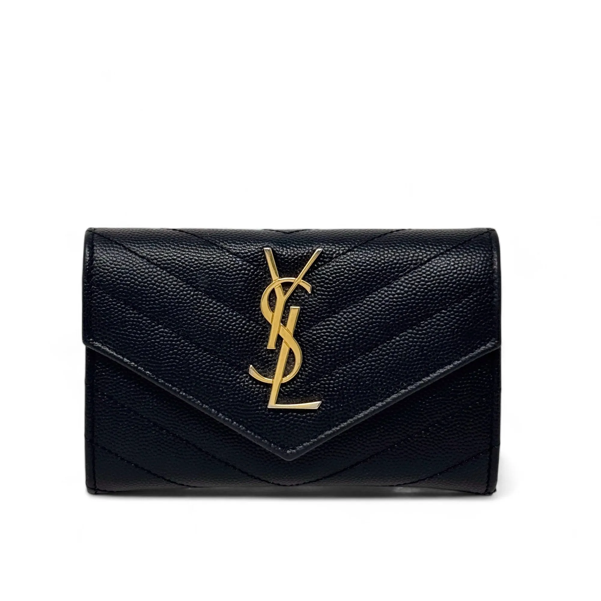Saint Laurent Black Small Cassandre Envelope Wallet