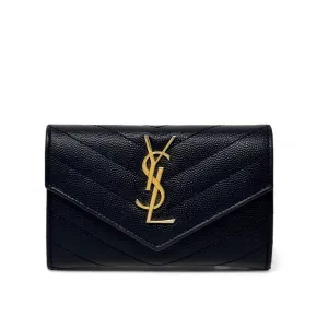 Saint Laurent Black Small Cassandre Envelope Wallet