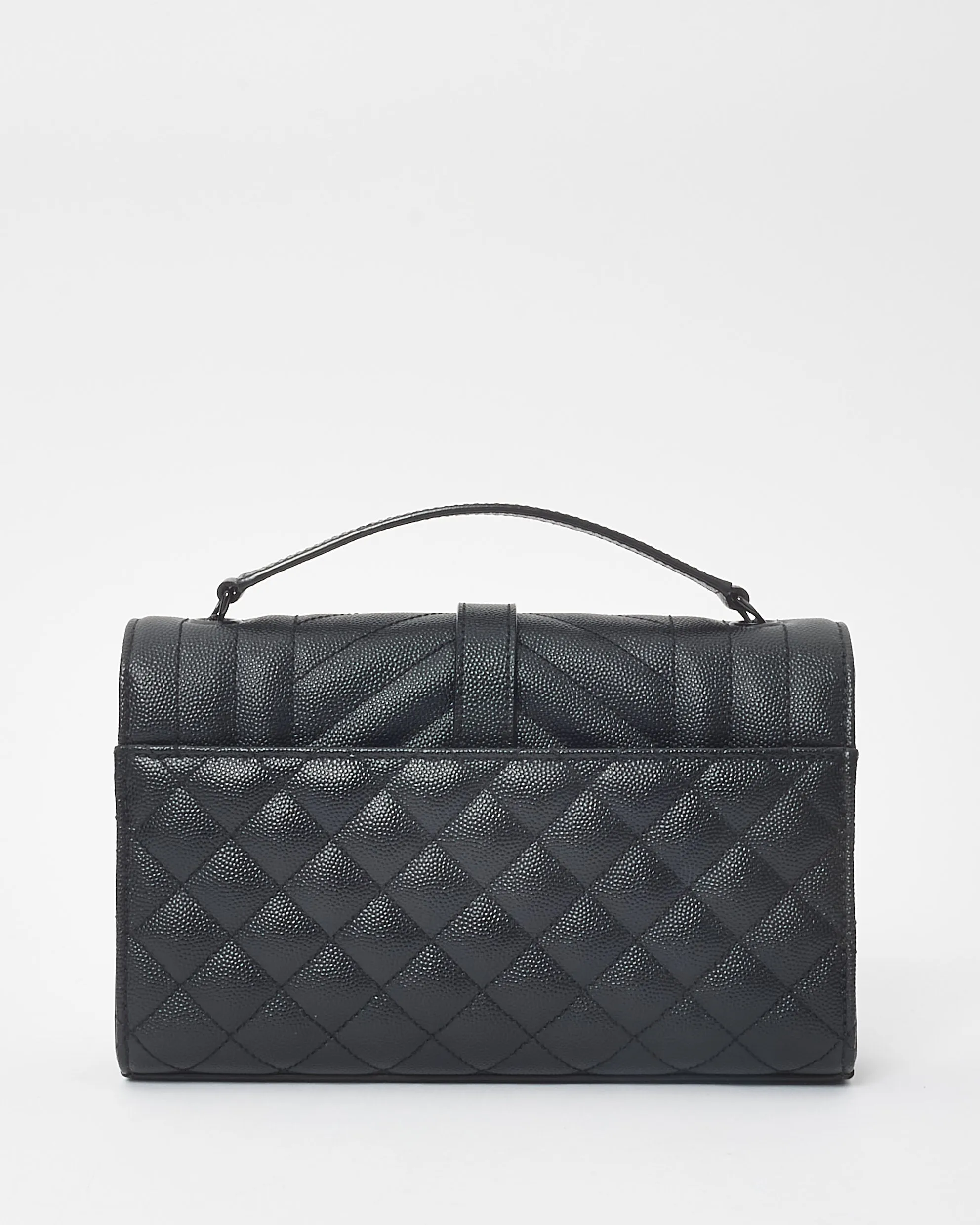 Saint Laurent Black Small Tri-Quilt Grain De Poudre Leather Envelope Bag