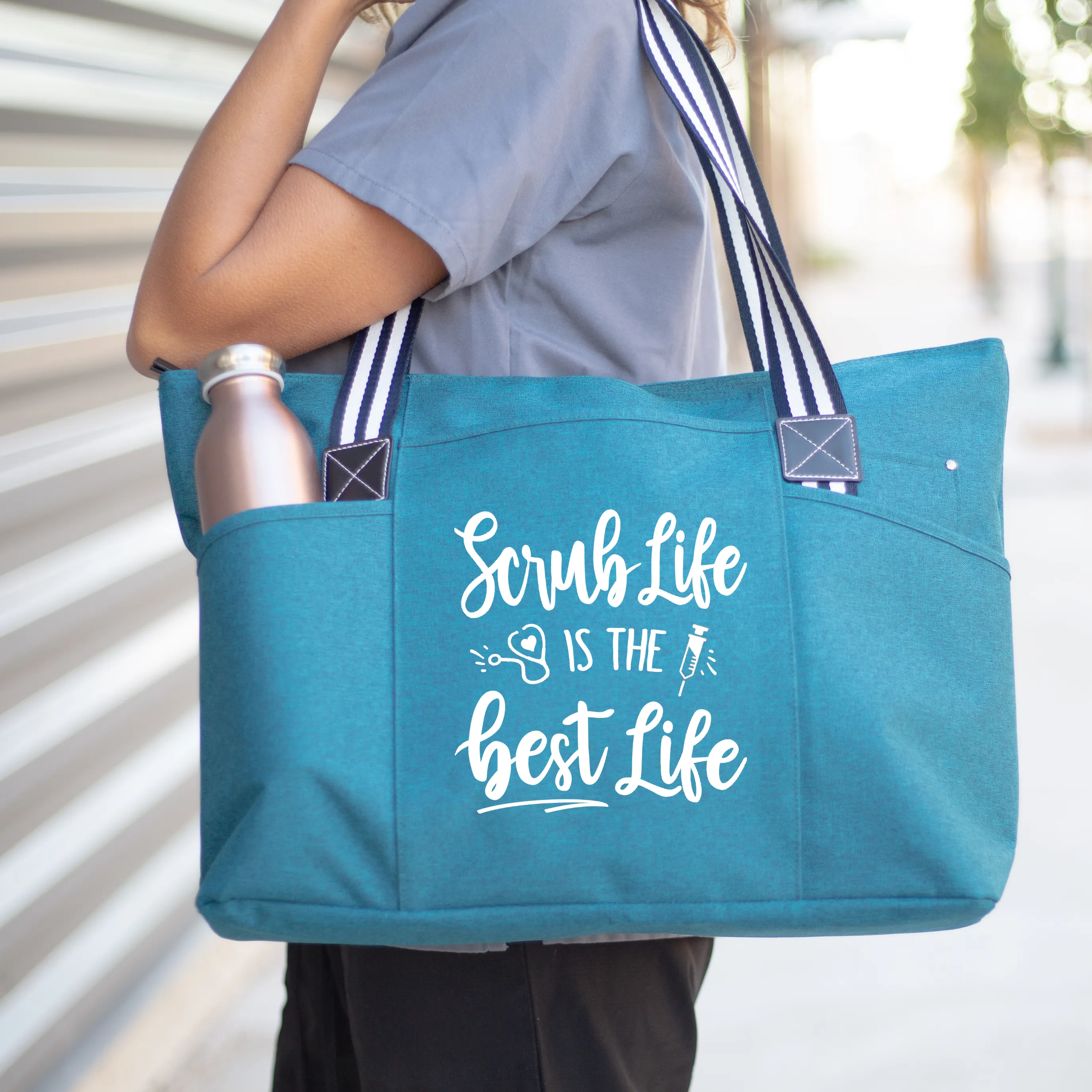 Scrub Life is the Best Life Tessa Teal Tote Bag for Medical Workers