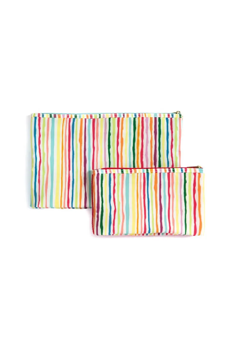 Set of 2 Striped Mesh Travel Bags