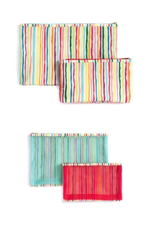 Set of 2 Striped Mesh Travel Bags