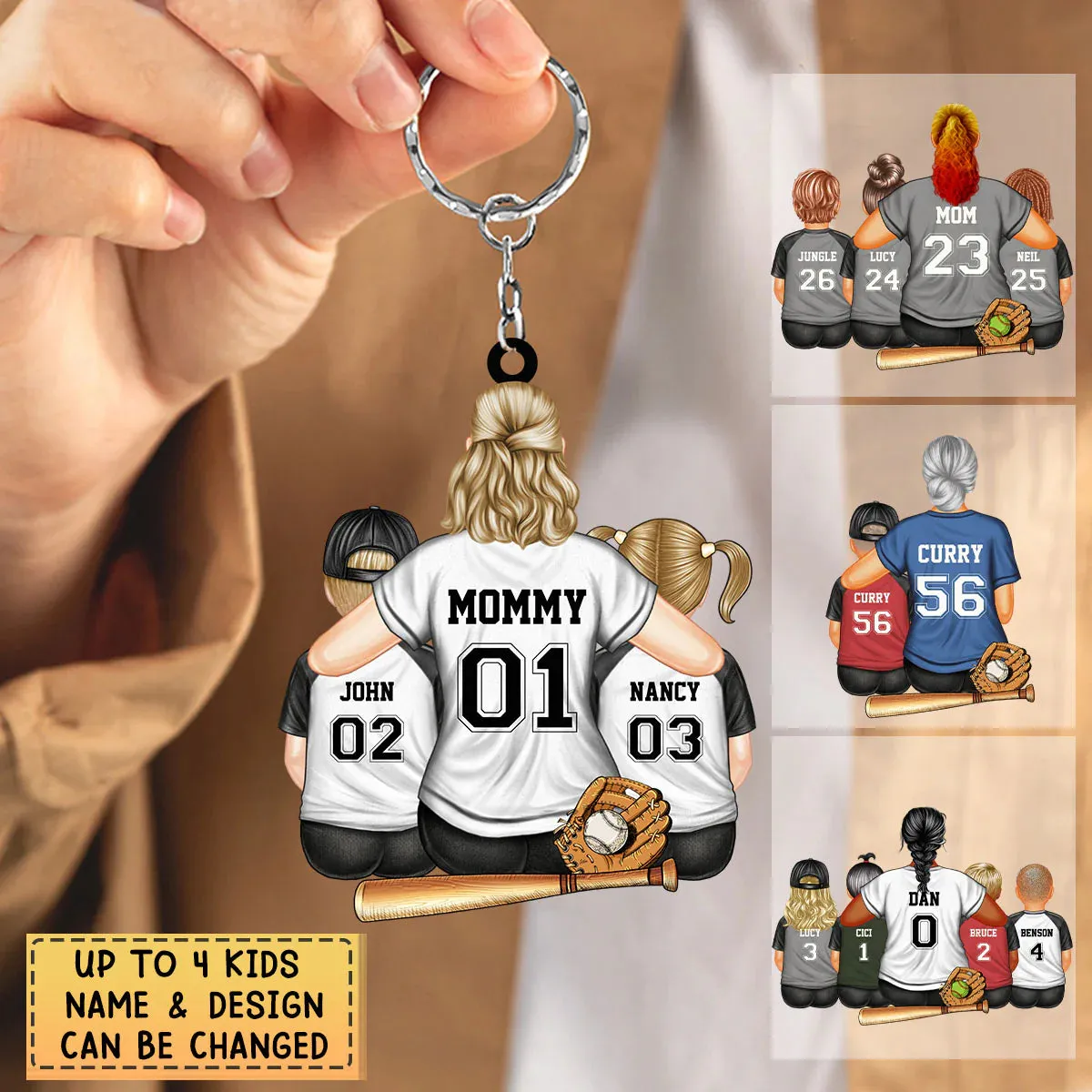 Shineful Gift For Mom - Personalized Softball/Baseball Mom Acrylic Keychain