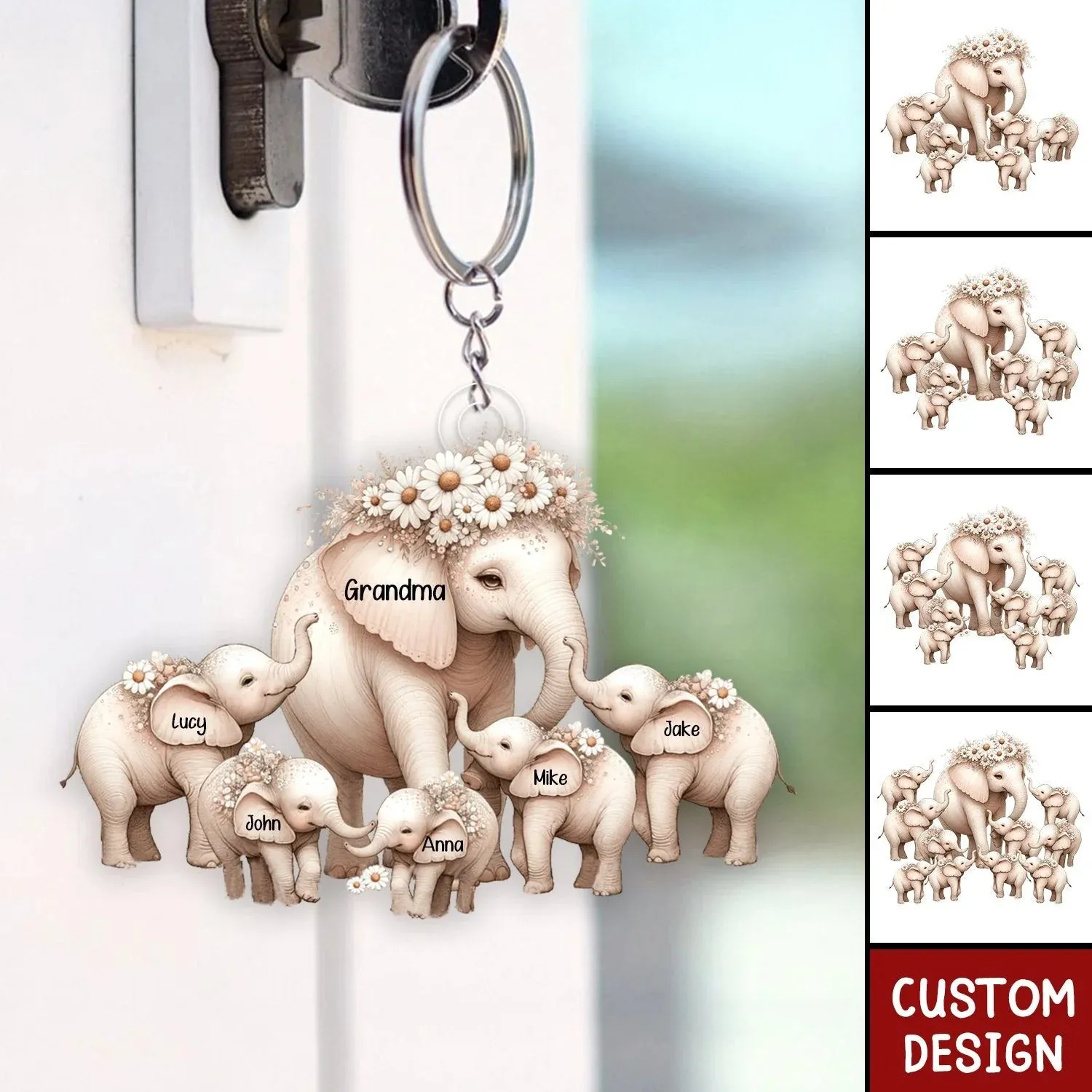 Shineful Gift For Mother's Day - Mom/Nana Elephant With Little Kids Personalized Acrylic Keychain