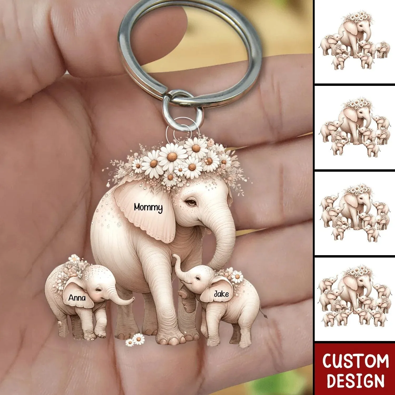 Shineful Gift For Mother's Day - Mom/Nana Elephant With Little Kids Personalized Acrylic Keychain