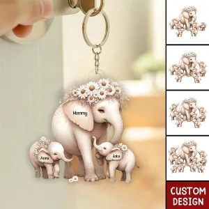 Shineful Gift For Mother's Day - Mom/Nana Elephant With Little Kids Personalized Acrylic Keychain